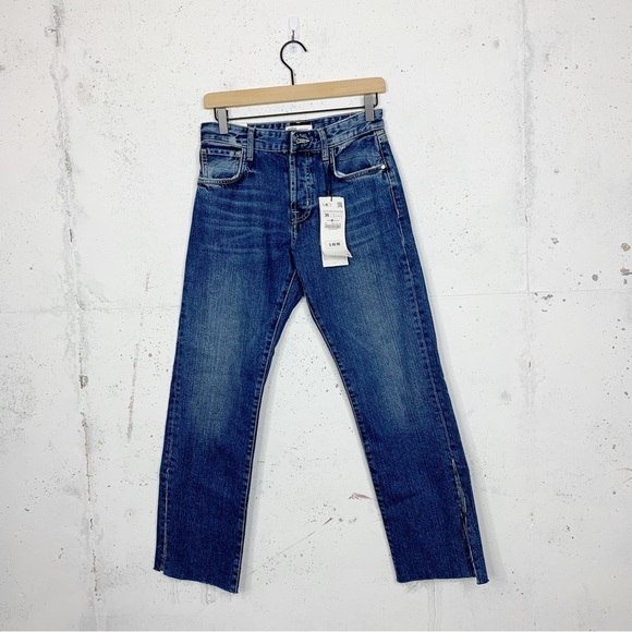 Zara Denim High Rise Button Fly Split Raw Hem Wide Leg Jeans Size 4 - Picture 1 of 10